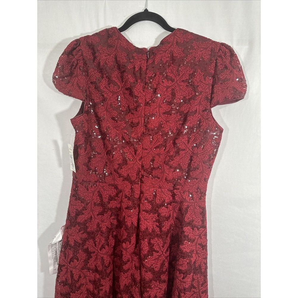 NEW $348 Dress The Population [ Large ] Magdalena Sequin Lace‎ Midi Dress Red - Picture 12 of 13